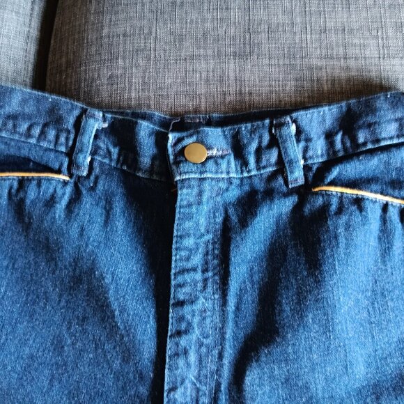 Rare Vintage Dark Blue Denim Fancy Ass Jeans Gold Trim Piping 100% Cotton - Picture 10 of 12